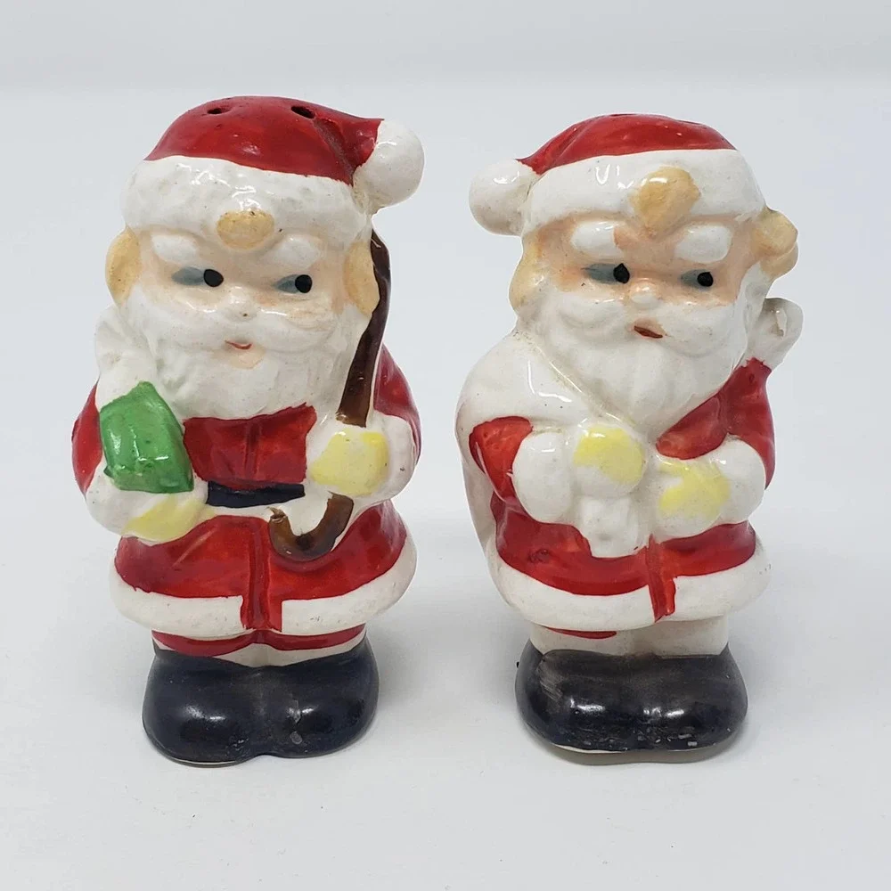 Christmas Santa Claus Salt Pepper Shakers Vintage Japan Original Stoppers 3